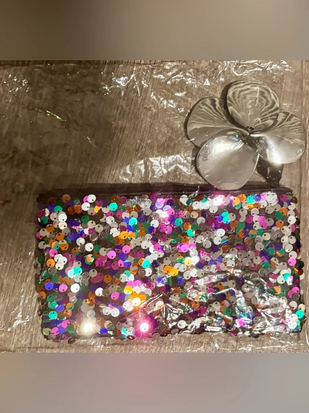 MAC Sparkle Sequin Glitter MultiColor Makeup Cosmetic Zipper Bag Clutch Pouch
